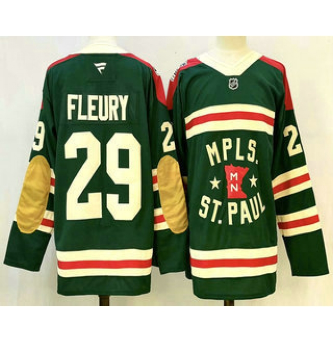 Men's Minnesota Wild #29 Marc Andre Fleury Green Winter Classic Stitched Authentic Jersey