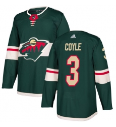 Men's Adidas Minnesota Wild #3 Charlie Coyle Authentic Green Home NHL Jersey