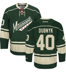 Men's Reebok Minnesota Wild #40 Devan Dubnyk Authentic Green Third NHL Jersey