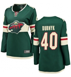 Women's Minnesota Wild #40 Devan Dubnyk Authentic Green Home Fanatics Branded Breakaway NHL Jersey