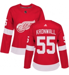 Women's Adidas Detroit Red Wings #55 Niklas Kronwall Authentic Red Home NHL Jersey