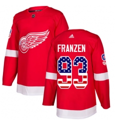 Youth Adidas Detroit Red Wings #93 Johan Franzen Authentic Red USA Flag Fashion NHL Jersey