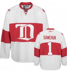 Women's Reebok Detroit Red Wings #1 Terry Sawchuk Authentic White Third NHL Jersey