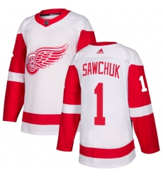 Youth Adidas Detroit Red Wings #1 Terry Sawchuk Authentic White Away NHL Jersey