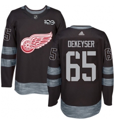 Men's Adidas Detroit Red Wings #65 Danny DeKeyser Authentic Black 1917-2017 100th Anniversary NHL Jersey