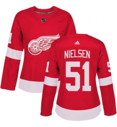 Women's Adidas Detroit Red Wings #51 Frans Nielsen Authentic Red Home NHL Jersey