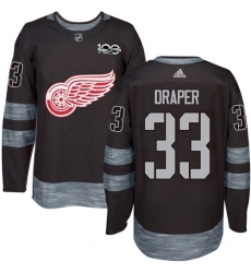 Men's Adidas Detroit Red Wings #33 Kris Draper Authentic Black 1917-2017 100th Anniversary NHL Jersey