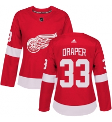 Women's Adidas Detroit Red Wings #33 Kris Draper Authentic Red Home NHL Jersey