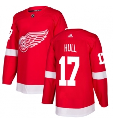 Men's Adidas Detroit Red Wings #17 Brett Hull Authentic Red Home NHL Jersey