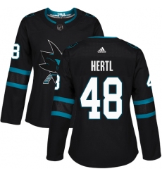 Women's Adidas San Jose Sharks #48 Tomas Hertl Premier Black Alternate NHL Jersey