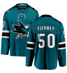 Men's San Jose Sharks #50 Chris Tierney Fanatics Branded Teal Green Home Breakaway NHL Jersey