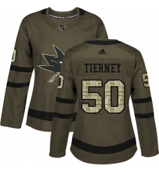 Women's Adidas San Jose Sharks #50 Chris Tierney Authentic Green Salute to Service NHL Jersey