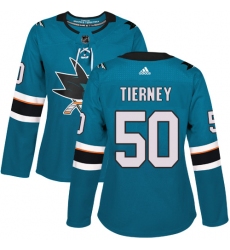 Women's Adidas San Jose Sharks #50 Chris Tierney Premier Teal Green Home NHL Jersey