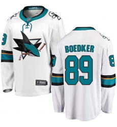 Youth San Jose Sharks #89 Mikkel Boedker Fanatics Branded White Away Breakaway NHL Jersey
