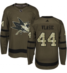 Youth Adidas San Jose Sharks #44 Marc-Edouard Vlasic Premier Green Salute to Service NHL Jersey