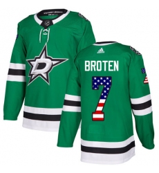 Youth Adidas Dallas Stars #7 Neal Broten Authentic Green USA Flag Fashion NHL Jersey