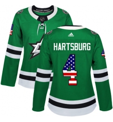 Women's Adidas Dallas Stars #4 Craig Hartsburg Authentic Green USA Flag Fashion NHL Jersey
