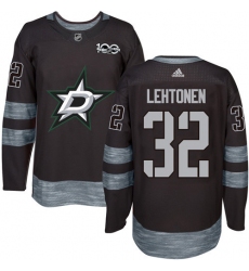 Men's Adidas Dallas Stars #32 Kari Lehtonen Authentic Black 1917-2017 100th Anniversary NHL Jersey