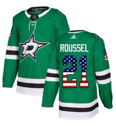 Youth Adidas Dallas Stars #21 Antoine Roussel Authentic Green USA Flag Fashion NHL Jersey