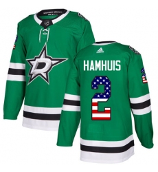 Men's Adidas Dallas Stars #2 Dan Hamhuis Authentic Green USA Flag Fashion NHL Jersey