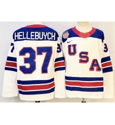 Men's USA #37 Connor Hellebuyck White 2025-2026 Stitched Jersey