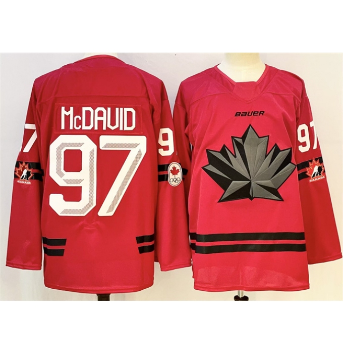 Men's Canada Hockey #97 Connor McDavid Red Stitched Jersey