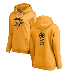 NHL Women's Adidas Pittsburgh Penguins #68 Jaromir Jagr Gold One Color Backer Pullover Hoodie