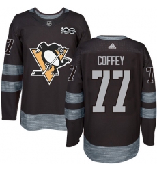 Men's Adidas Pittsburgh Penguins #77 Paul Coffey Authentic Black 1917-2017 100th Anniversary NHL Jersey