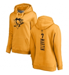 NHL Women's Adidas Pittsburgh Penguins #7 Paul Martin Gold One Color Backer Pullover Hoodie