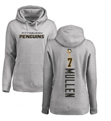 NHL Women's Adidas Pittsburgh Penguins #7 Joe Mullen Ash Backer Pullover Hoodie
