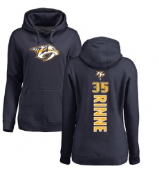 NHL Women's Adidas Nashville Predators #35 Pekka Rinne Navy Blue Backer Pullover Hoodie