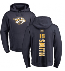 NHL Adidas Nashville Predators #15 Craig Smith Navy Blue Backer Pullover Hoodie