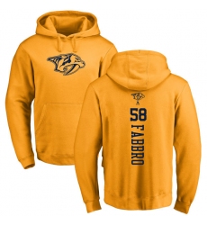 NHL Adidas Nashville Predators #58 Dante Fabbro Gold One Color Backer Pullover Hoodie