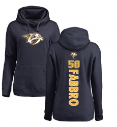 NHL Women's Adidas Nashville Predators #58 Dante Fabbro Navy Blue Backer Pullover Hoodie