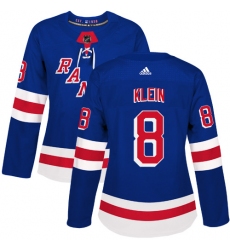 Women's Adidas New York Rangers #8 Kevin Klein Authentic Royal Blue Home NHL Jersey