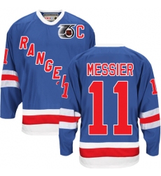 Men's CCM New York Rangers #11 Mark Messier Authentic Royal Blue 75TH Throwback NHL Jersey