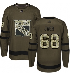 Men's Adidas New York Rangers #68 Jaromir Jagr Premier Green Salute to Service NHL Jersey