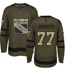 Youth Adidas New York Rangers #77 Phil Esposito Premier Green Salute to Service NHL Jersey
