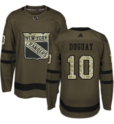 Men's Adidas New York Rangers #10 Ron Duguay Premier Green Salute to Service NHL Jersey