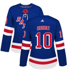 Women's Adidas New York Rangers #10 Ron Duguay Authentic Royal Blue Home NHL Jersey
