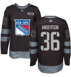 Men's Adidas New York Rangers #36 Glenn Anderson Authentic Black 1917-2017 100th Anniversary NHL Jersey