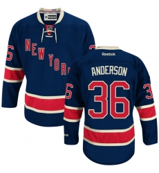 Youth Reebok New York Rangers #36 Glenn Anderson Authentic Navy Blue Third NHL Jersey