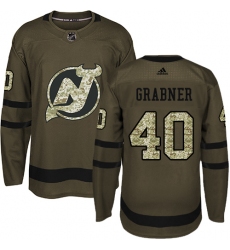 Youth Adidas New Jersey Devils #40 Michael Grabner Authentic Green Salute to Service NHL Jersey