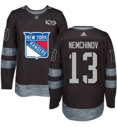 Men's Adidas New York Rangers #13 Sergei Nemchinov Premier Black 1917-2017 100th Anniversary NHL Jersey
