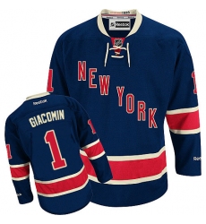 Women's Reebok New York Rangers #1 Eddie Giacomin Authentic Navy Blue Third NHL Jersey