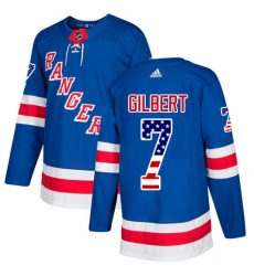 Men's Adidas New York Rangers #7 Rod Gilbert Authentic Royal Blue USA Flag Fashion NHL Jersey