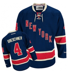 Women's Reebok New York Rangers #4 Ron Greschner Authentic Navy Blue Third NHL Jersey