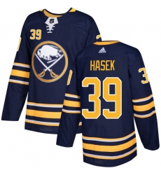 Men's Adidas Buffalo Sabres #39 Dominik Hasek Authentic Navy Blue Home NHL Jersey