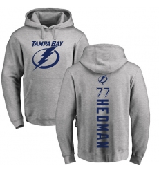 NHL Adidas Tampa Bay Lightning #77 Victor Hedman Ash Backer Pullover Hoodie
