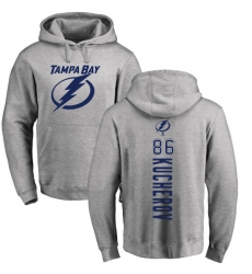 NHL Adidas Tampa Bay Lightning #86 Nikita Kucherov Ash Backer Pullover Hoodie